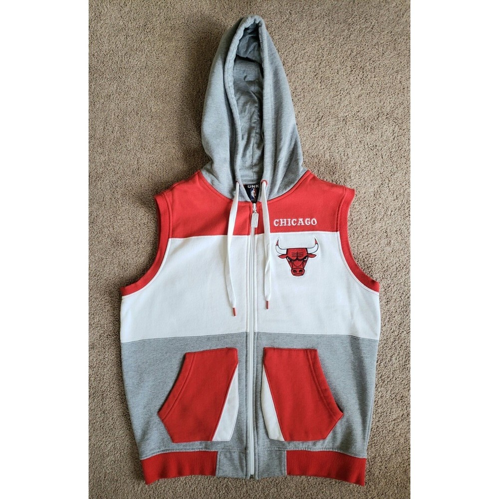 Vintage 2008 Unk Chicago Bulls Sz M Embroidered Sleeveless Hooded vest